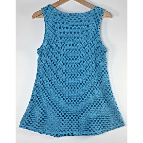 Color Me Cotton Top Women Medium Blue Textured Knit Tank Made in USA Art to Wear - Picture 5 of 9